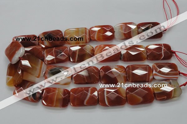 CAA308 15.5 inches 22*30mm faceted rectangle red line agate beads