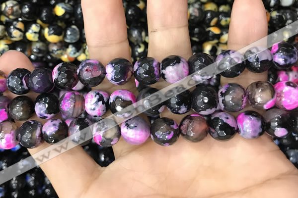 CAA3090 15 inches 10mm faceted round fire crackle agate beads wholesale