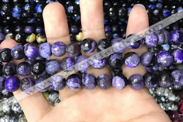 CAA3091 15 inches 10mm faceted round fire crackle agate beads wholesale