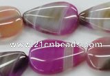 CAA312 15.5 inches 22*30mm flat teardrop fuchsia line agate beads