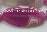 CAA313 15.5 inches 30*60mm oval fuchsia line agate beads