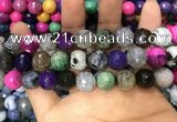 CAA3149 15 inches 12mm faceted round fire crackle agate beads wholesale