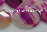 CAA315 15.5 inches 20*26mm faceted oval fuchsia line agate beads