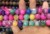 CAA3150 15 inches 12mm faceted round fire crackle agate beads wholesale