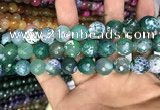 CAA3155 15 inches 12mm faceted round fire crackle agate beads wholesale