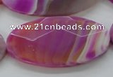 CAA317 15.5 inches 30*60mm faceted oval fuchsia line agate beads