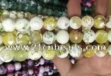 CAA3180 15 inches 14mm faceted round fire crackle agate beads wholesale