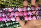 CAA3185 15 inches 14mm faceted round fire crackle agate beads wholesale