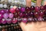 CAA3192 15 inches 14mm faceted round fire crackle agate beads wholesale