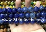 CAA3195 15 inches 14mm faceted round fire crackle agate beads wholesale