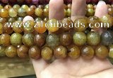 CAA3196 15 inches 14mm faceted round fire crackle agate beads wholesale