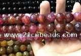 CAA3197 15 inches 14mm faceted round fire crackle agate beads wholesale