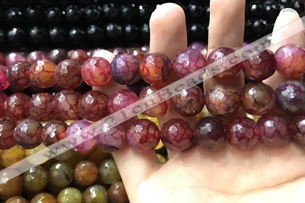 CAA3197 15 inches 14mm faceted round fire crackle agate beads wholesale