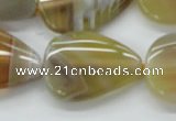 CAA320 15.5 inches 22*32mm flat teardrop yellow line agate beads