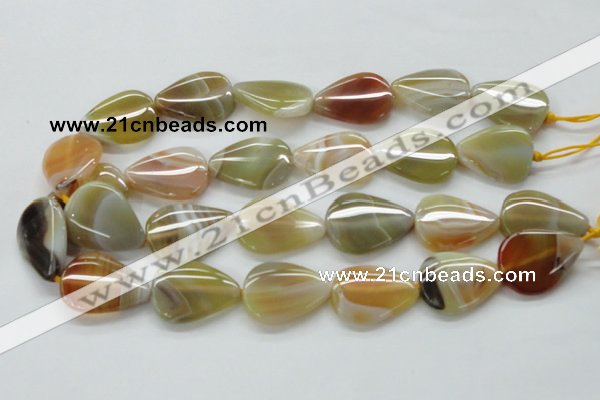 CAA320 15.5 inches 22*32mm flat teardrop yellow line agate beads