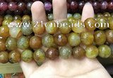 CAA3201 15 inches 14mm faceted round fire crackle agate beads wholesale