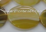 CAA321 15.5 inches 30*40mm oval yellow line agate beads