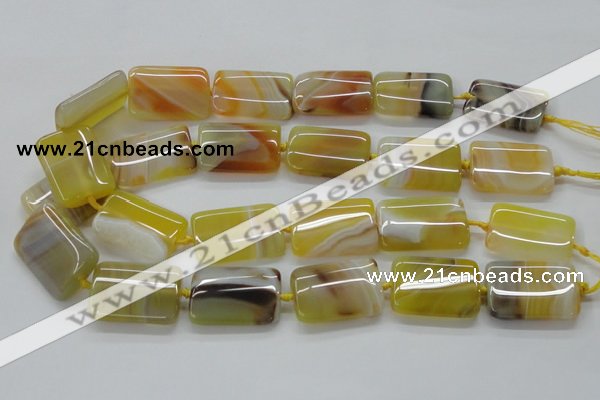 CAA322 15.5 inches 22*32mm rectangle yellow line agate beads