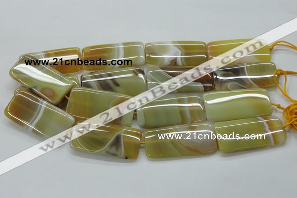 CAA323 15.5 inches 24*50mm rectangle yellow line agate beads