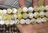 CAA3236 15 inches 16mm faceted round fire crackle agate beads wholesale