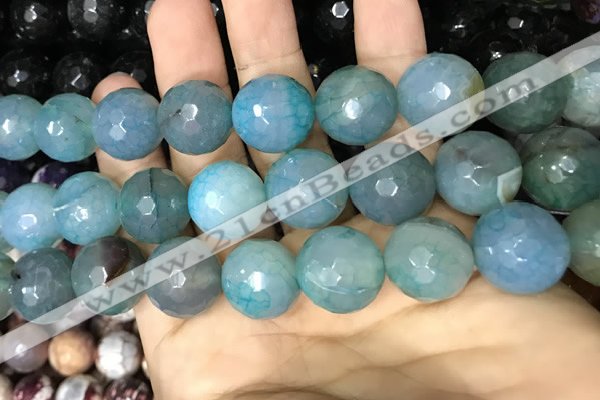 CAA3237 15 inches 16mm faceted round fire crackle agate beads wholesale