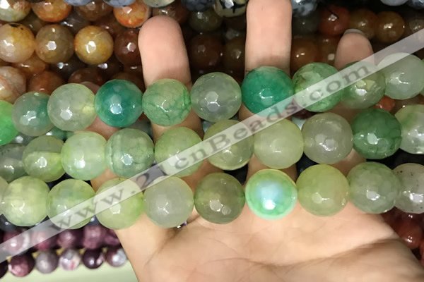 CAA3239 15 inches 16mm faceted round fire crackle agate beads wholesale