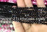 CAA3257 15 inches 4mm faceted round line agate beads wholesale