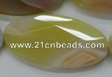 CAA326 15.5 inches 30*60mm faceted oval yellow line agate beads