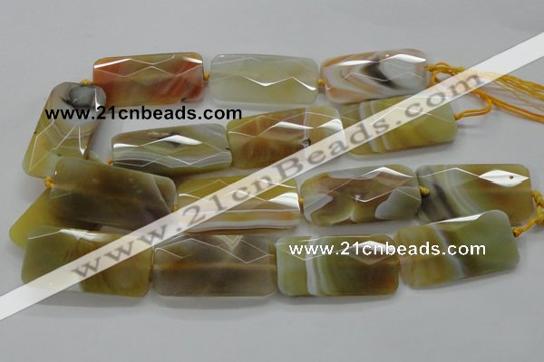 CAA327 15.5 inches 25*50mm faceted rectangle yellow line agate beads