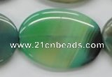 CAA329 15.5 inches 30*40mm oval green line agate beads