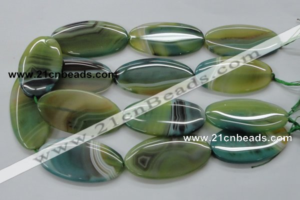 CAA330 15.5 inches 30*40mm oval green line agate beads