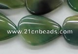 CAA331 15.5 inches 22*28mm flat teardrop green line agate beads