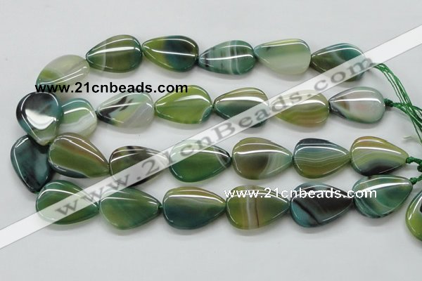 CAA331 15.5 inches 22*28mm flat teardrop green line agate beads