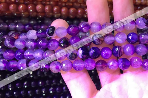 CAA3338 15 inches 8mm faceted round agate beads wholesale