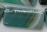 CAA334 15.5 inches 25*50mm rectangle green line agate beads