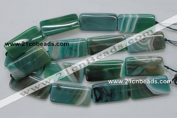 CAA334 15.5 inches 25*50mm rectangle green line agate beads