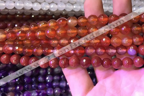 CAA3340 15 inches 8mm faceted round agate beads wholesale