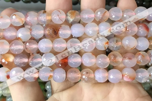 CAA3343 15 inches 8mm faceted round agate beads wholesale