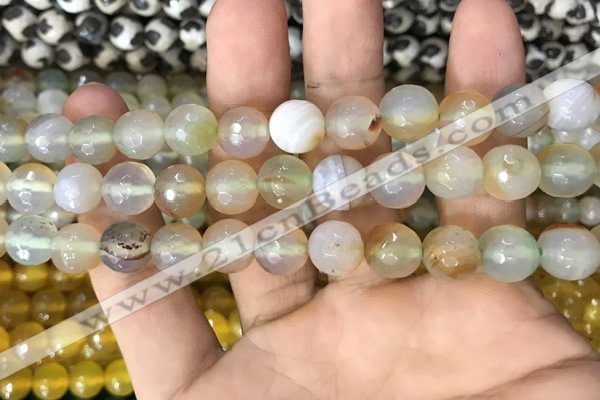 CAA3364 15 inches 10mm faceted round agate beads wholesale