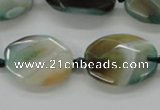 CAA337 15.5 inches 18*25mm faceted oval green line agate beads