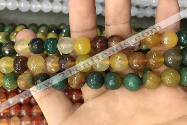 CAA3377 15 inches 10mm faceted round agate beads wholesale