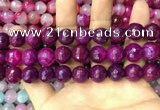 CAA3401 15 inches 12mm faceted round agate beads wholesale