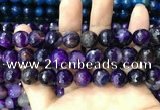 CAA3402 15 inches 12mm faceted round agate beads wholesale