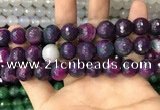 CAA3403 15 inches 12mm faceted round agate beads wholesale