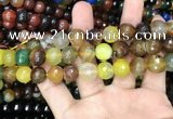 CAA3404 15 inches 12mm faceted round agate beads wholesale