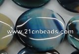 CAA341 15.5 inches 35mm flat round blue line agate beads