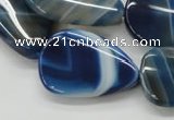 CAA342 15.5 inches 22*30mm flat teardrop blue line agate beads