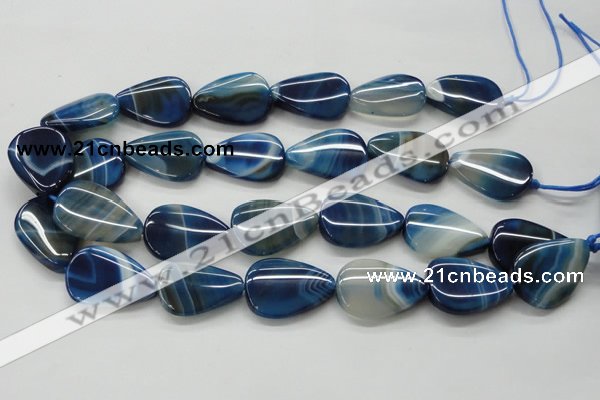 CAA342 15.5 inches 22*30mm flat teardrop blue line agate beads