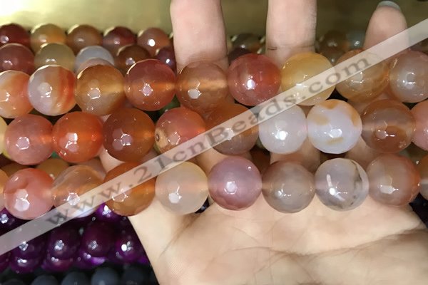 CAA3422 15 inches 14mm faceted round agate beads wholesale