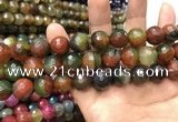 CAA3432 15 inches 14mm faceted round agate beads wholesale